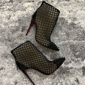 LOUBOUTIN MESH & SPIKED BOOTIES